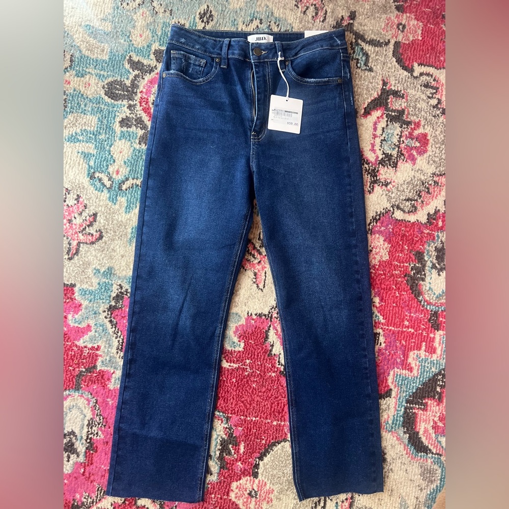 Just Black Denim High Waist Cropped Straight Jeans
